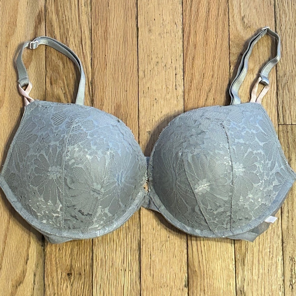 Victoria's‎ Secret Gray Lace Push Up Bra Size 34DD